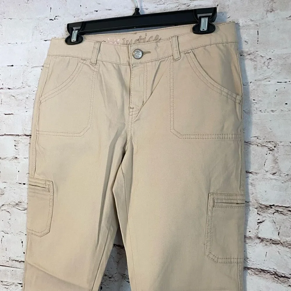 Justice Khaki Cargo Straight Leg Pants Chinos New NWT Juniors size 18 Women’s 30
